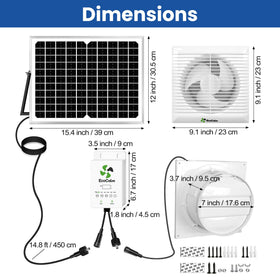 ecoCalm Solar Fan 8in blades deliver strong airflow