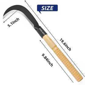 EcoDigiLife Billhook Sickle cutting weeds in garden beds