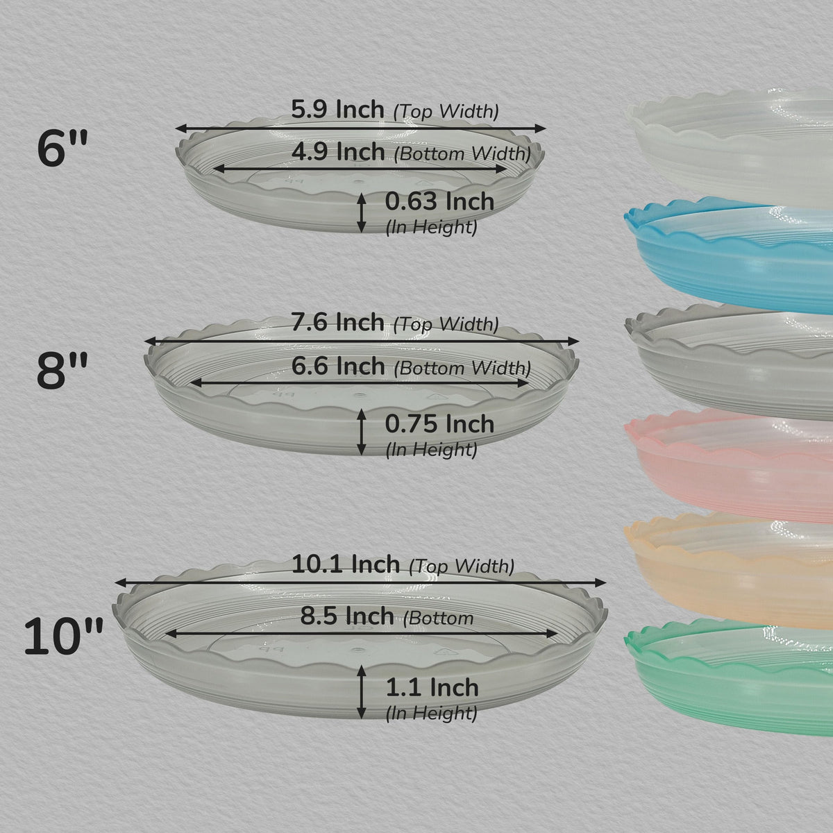 ECOESPTI clear plant saucer 8in prevents spills and keeps indoor pots neat.