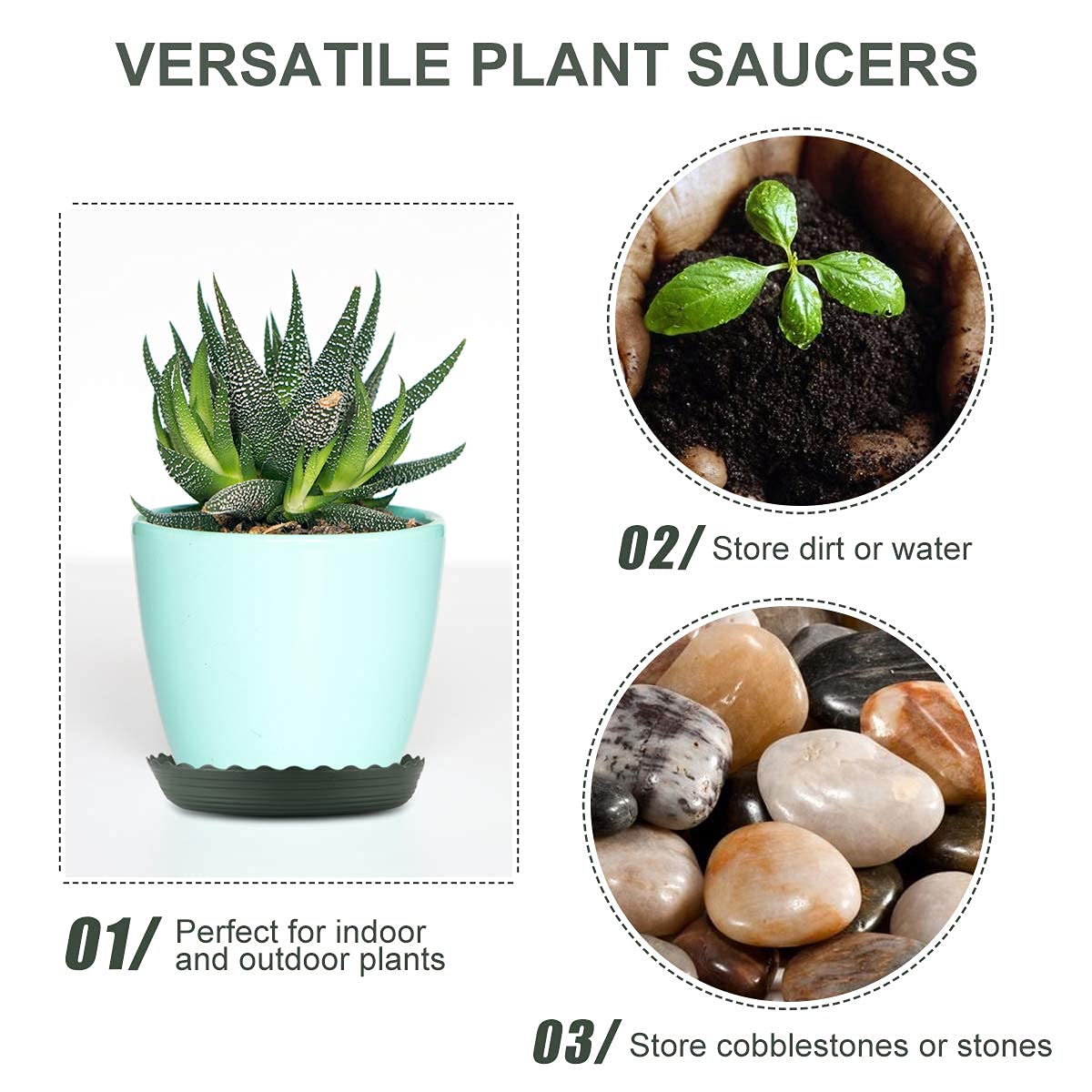 ECOESPTI 10-inch plant saucer: large tray fits bigger pots and drips