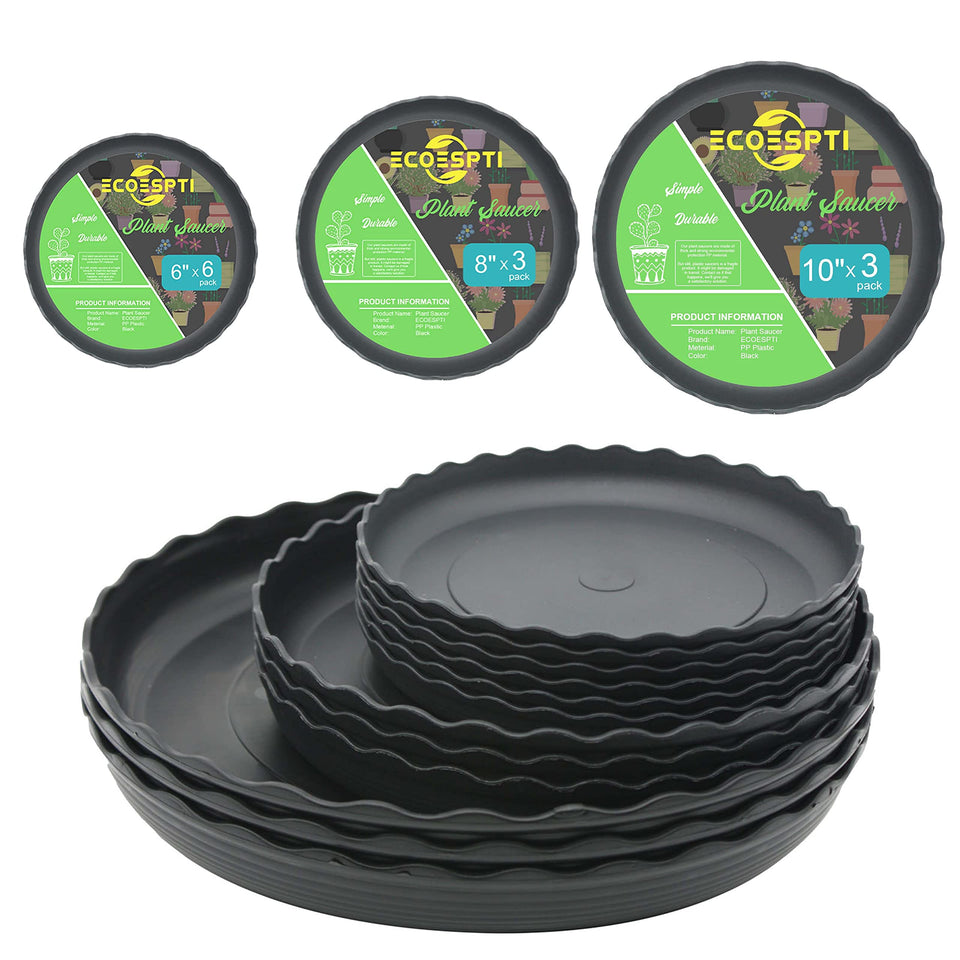ECOESPTI 6-inch plant saucer: durable tray catching drainage to protect surfaces