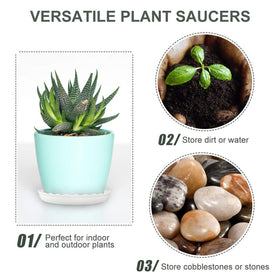 ECOESPTI white round plant saucer blends with decor while protecting surfaces