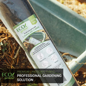ECOgardener weed barrier close-up shows sturdy weave for long-lasting protection.