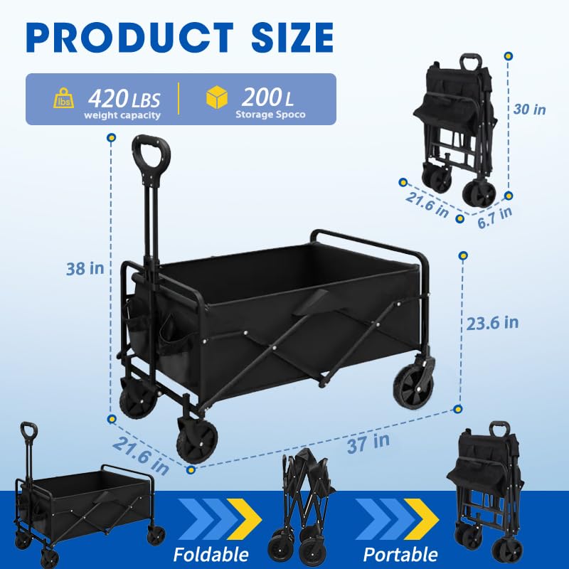 Ecogou Wagon large storage capacity up to 200L for camping gear.
