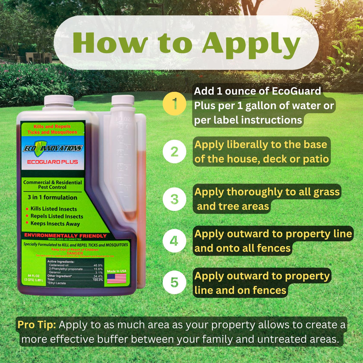 EcoGuard Plus demonstrates coverage up to 2 acres for large yards