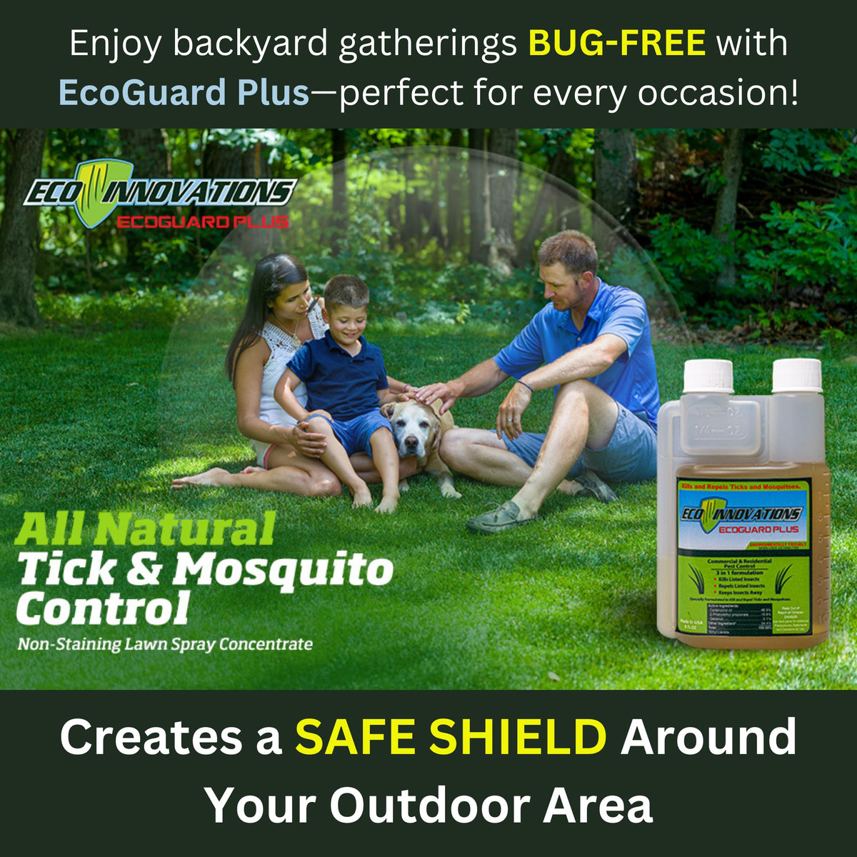 EcoGuard Plus mist over the yard for outdoor bug protection