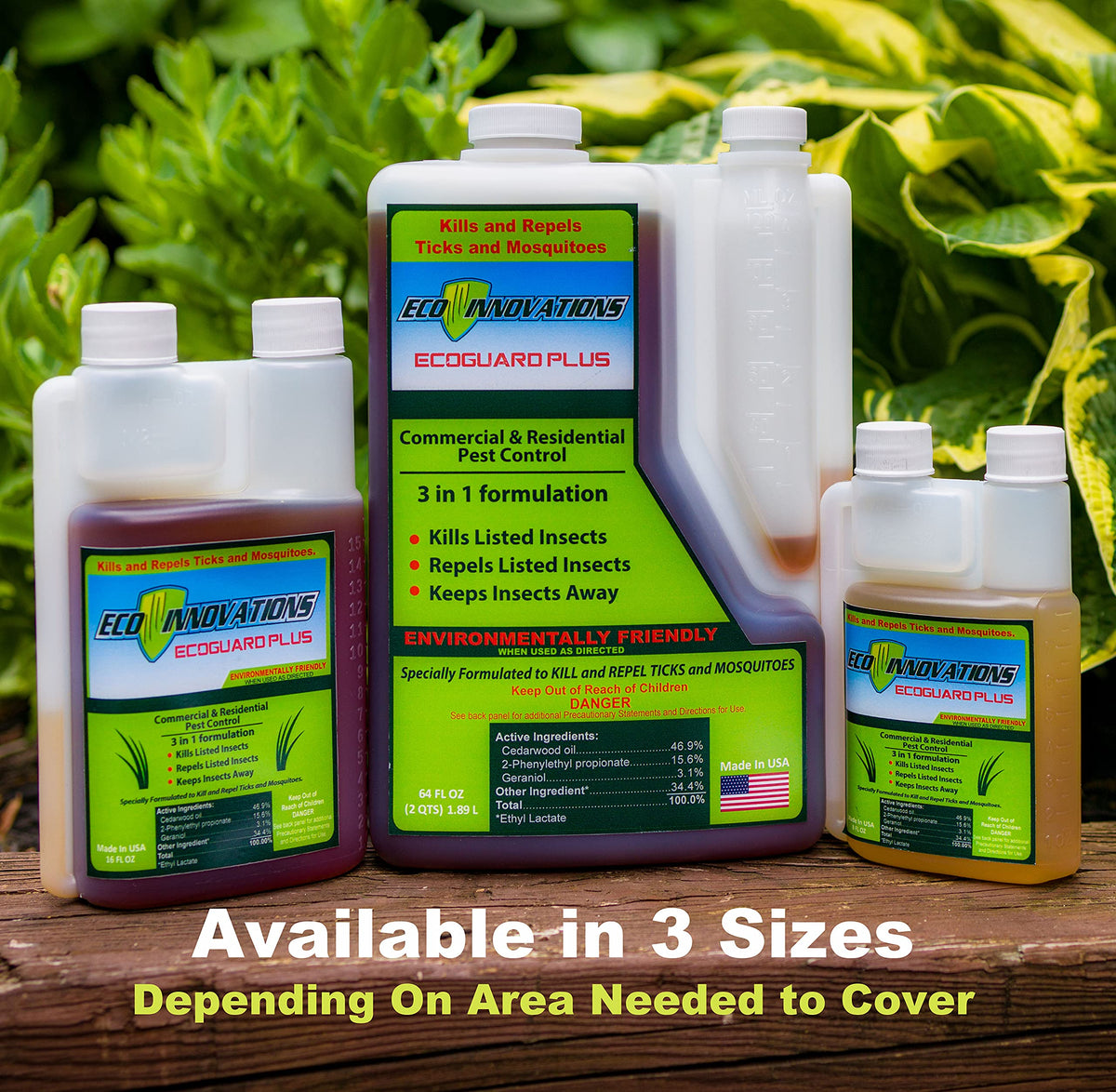 EcoGuard Plus non-staining formula on plant material in garden