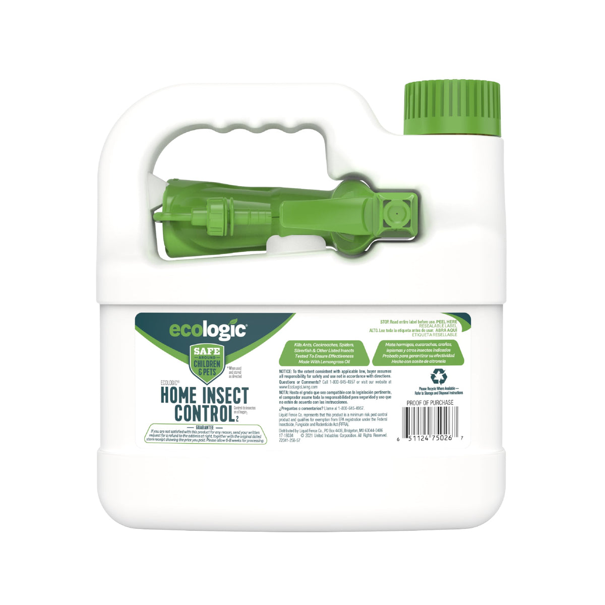 EcoLogic Home Insect Control promotes safety around kids and pets when used per directions.