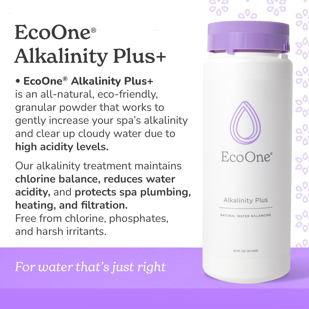 EcoOne Alkalinity Plus dispense scoop highlights simple dosing for consistent spa balance