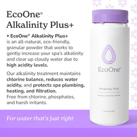 EcoOne Alkalinity Plus dispense scoop highlights simple dosing for consistent spa balance