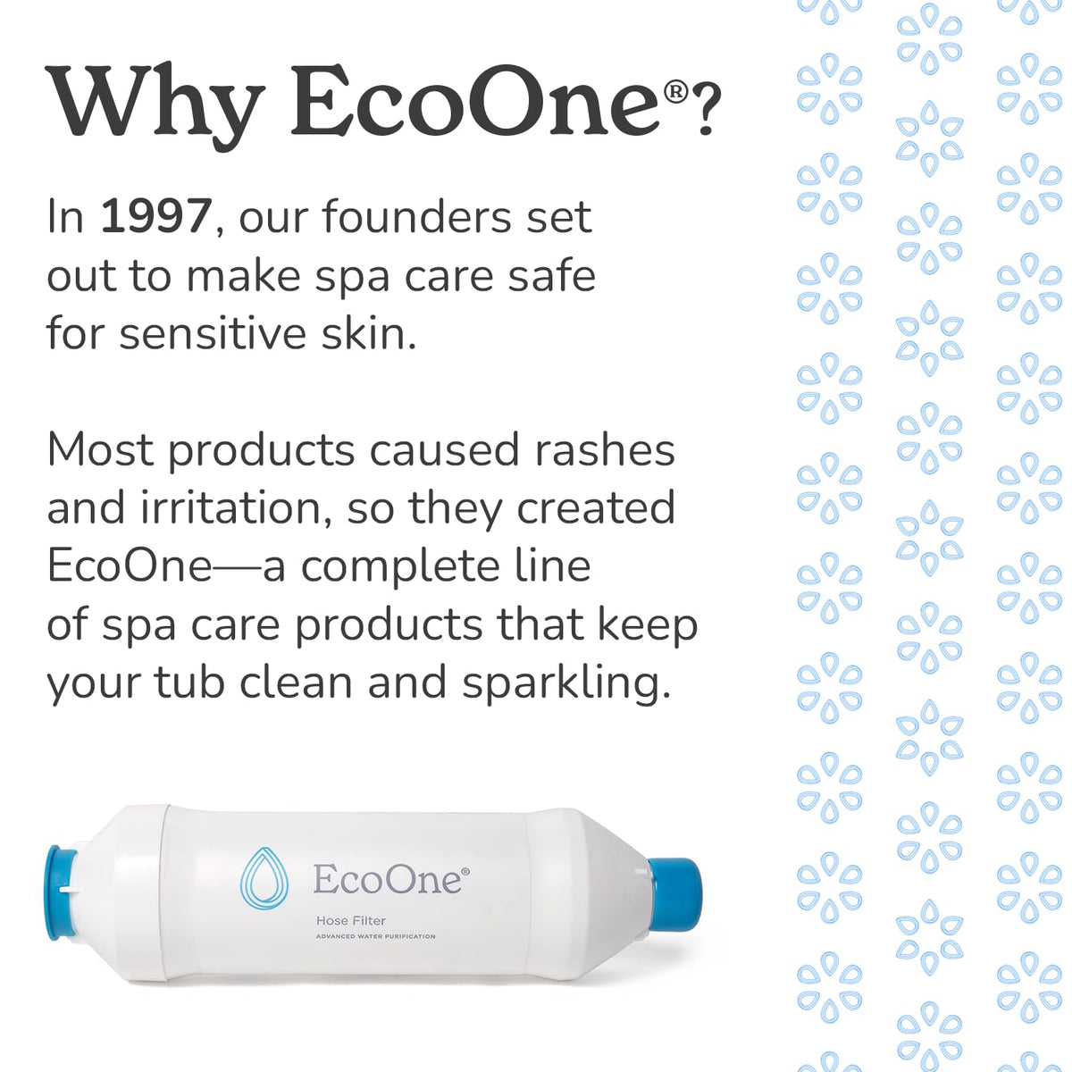 EcoOne bottle label front emphasizes a trusted, skin-friendly spa care brand.