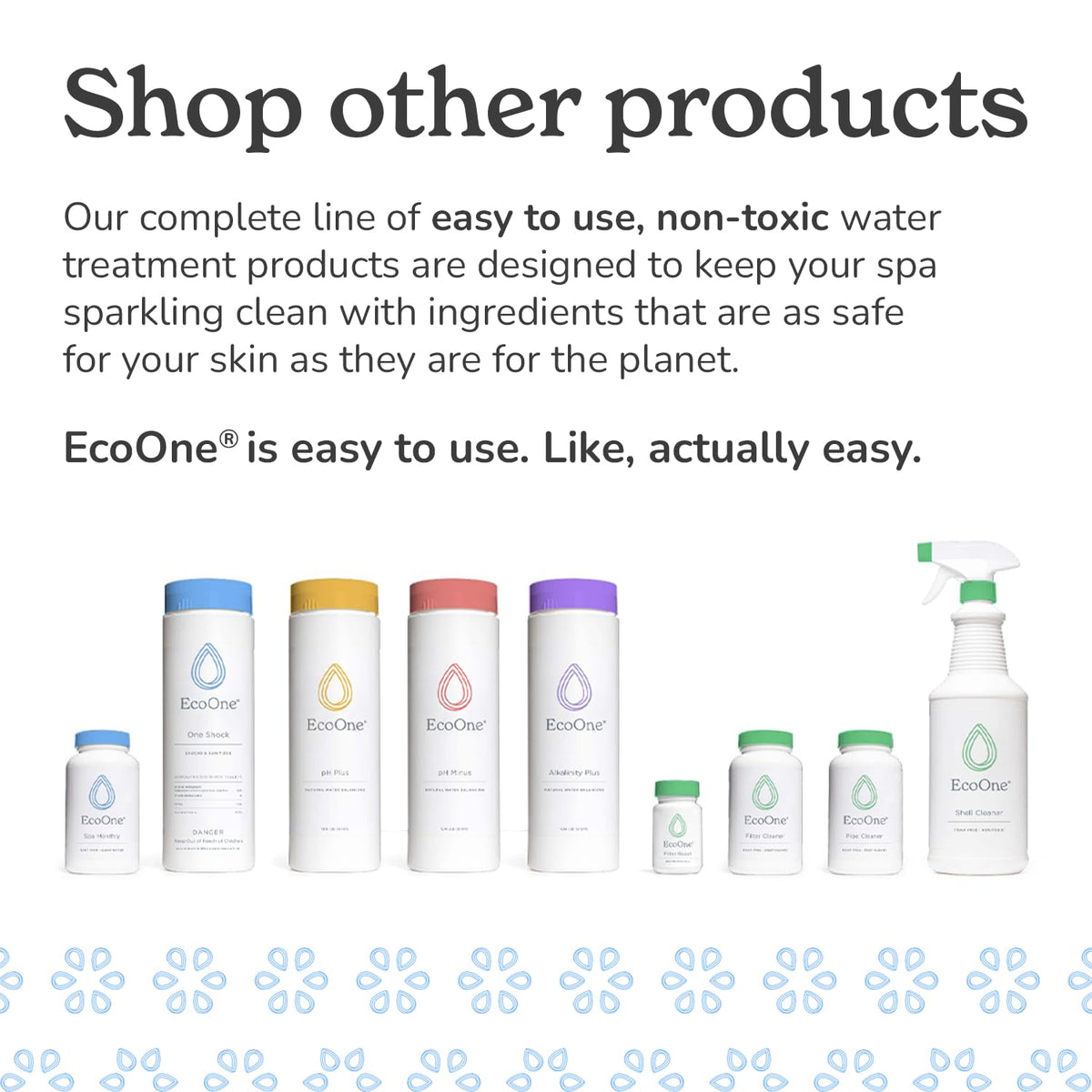 EcoOne dosing spoon and packaging suggest precise, convenient weekly use.