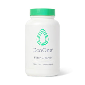 EcoOne Filter Cleaner bottle pour demonstrates foam-free spa filter cleaning
