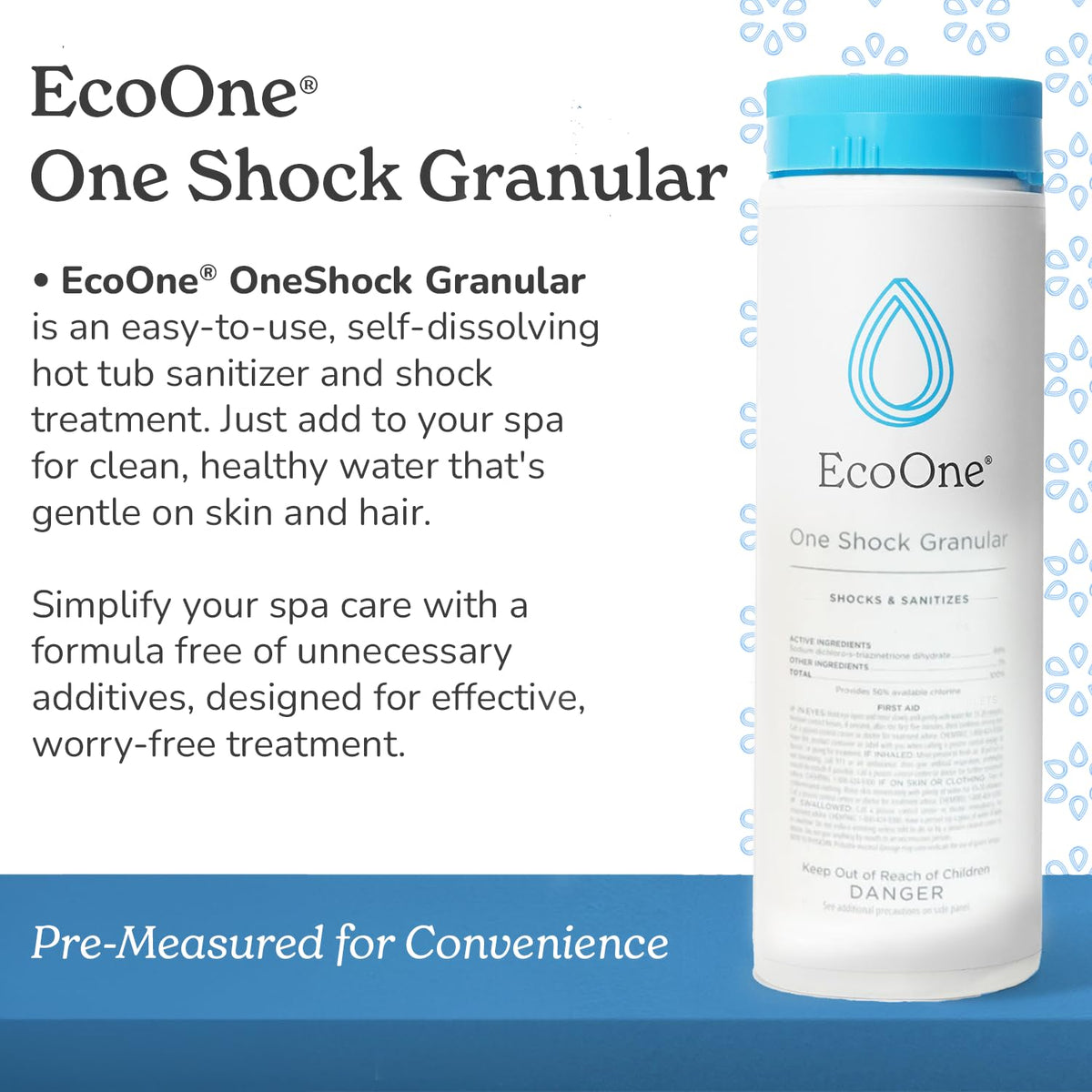 EcoOne One Shock Granular dissolving in water demonstrates fast, hassle-free dosing.
