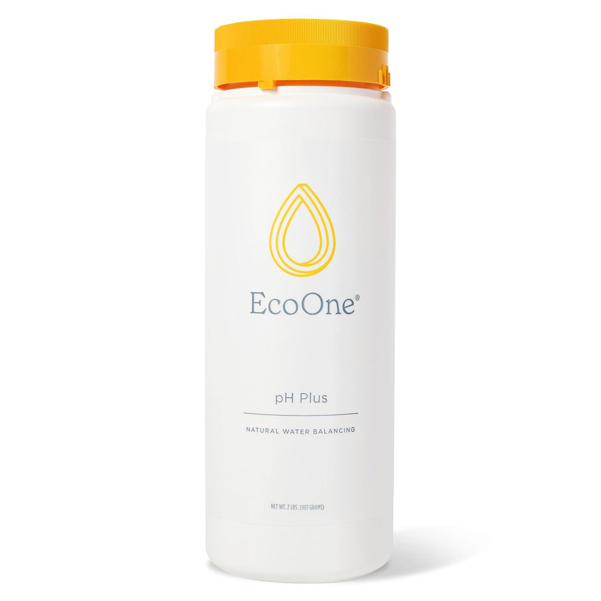 EcoOne pH Plus bottle close-up showing natural alkaline increaser for spa balance