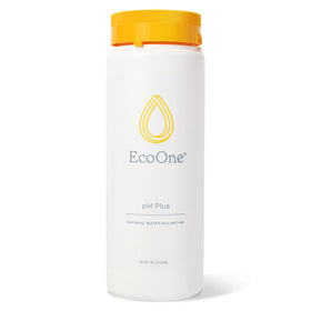 EcoOne pH Plus bottle close-up showing natural alkaline increaser for spa balance