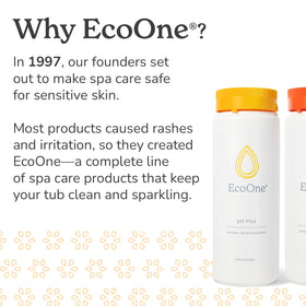 EcoOne pH Plus clear spa water with reduced mineral buildup