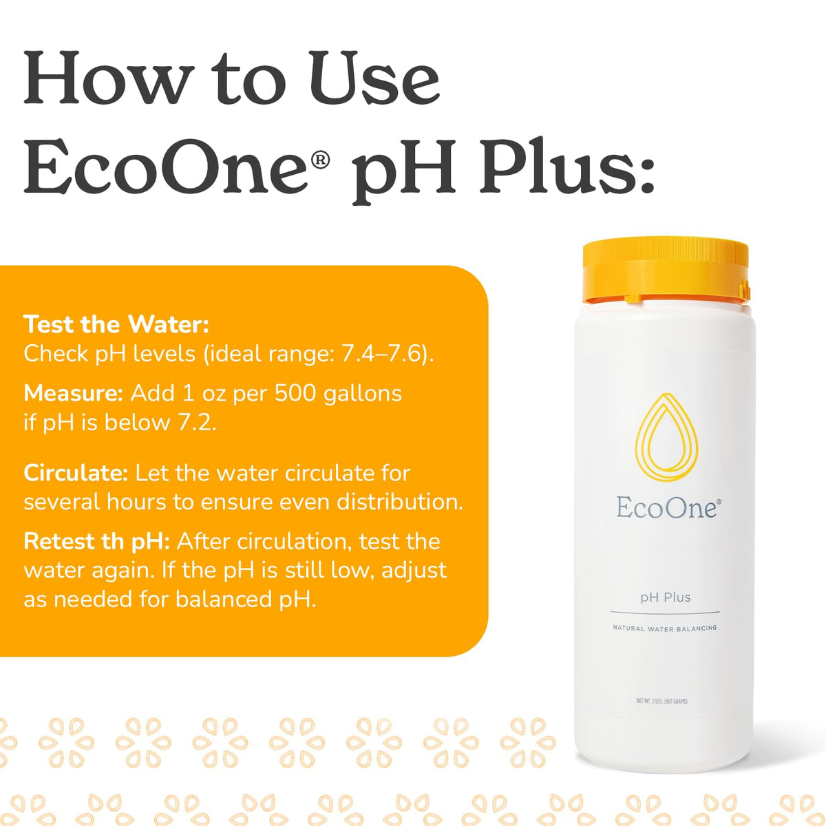 EcoOne pH Plus spa water test demonstrates pH balancing readiness