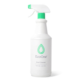 EcoOne Shell Cleaner bottle pour enables easy, foam-free application for spa maintenance.