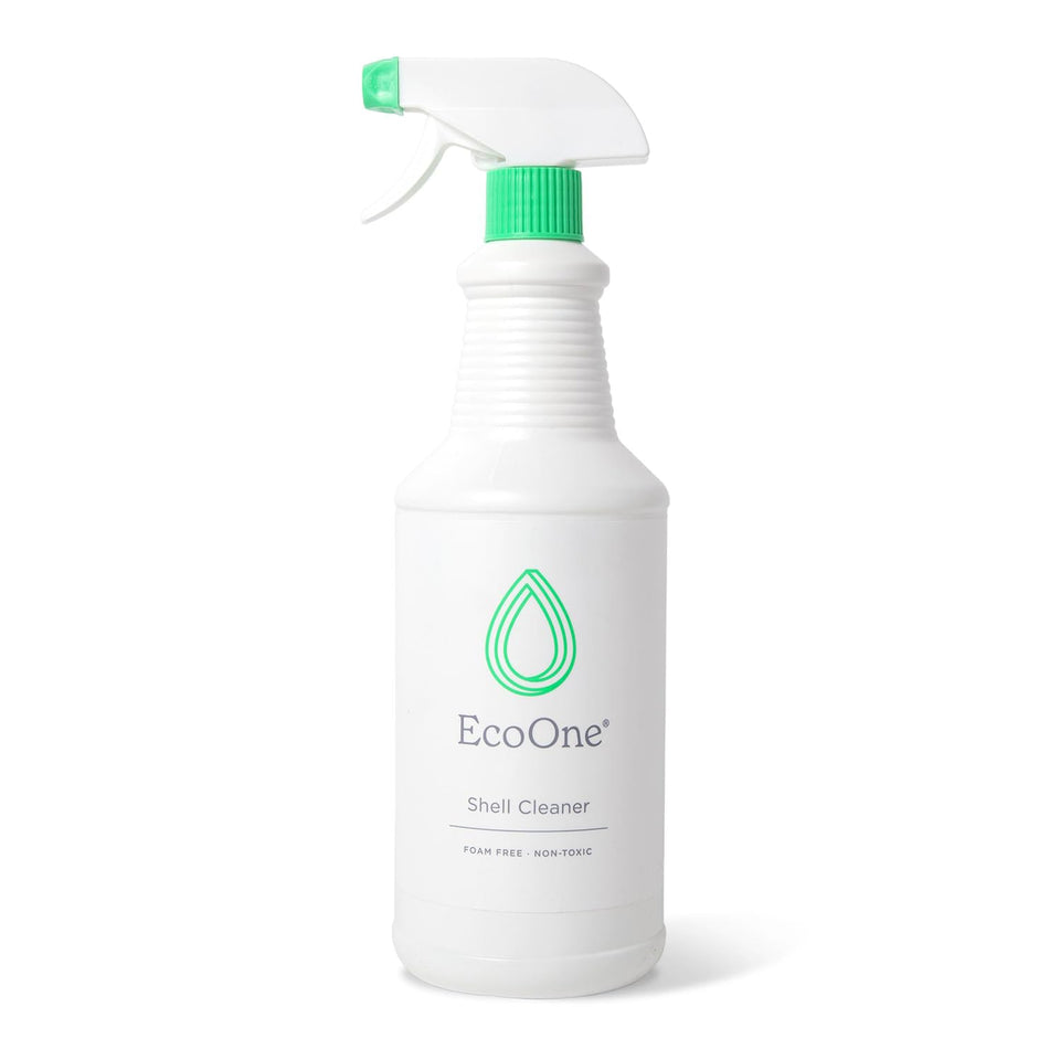 EcoOne Shell Cleaner bottle pour enables easy, foam-free application for spa maintenance.