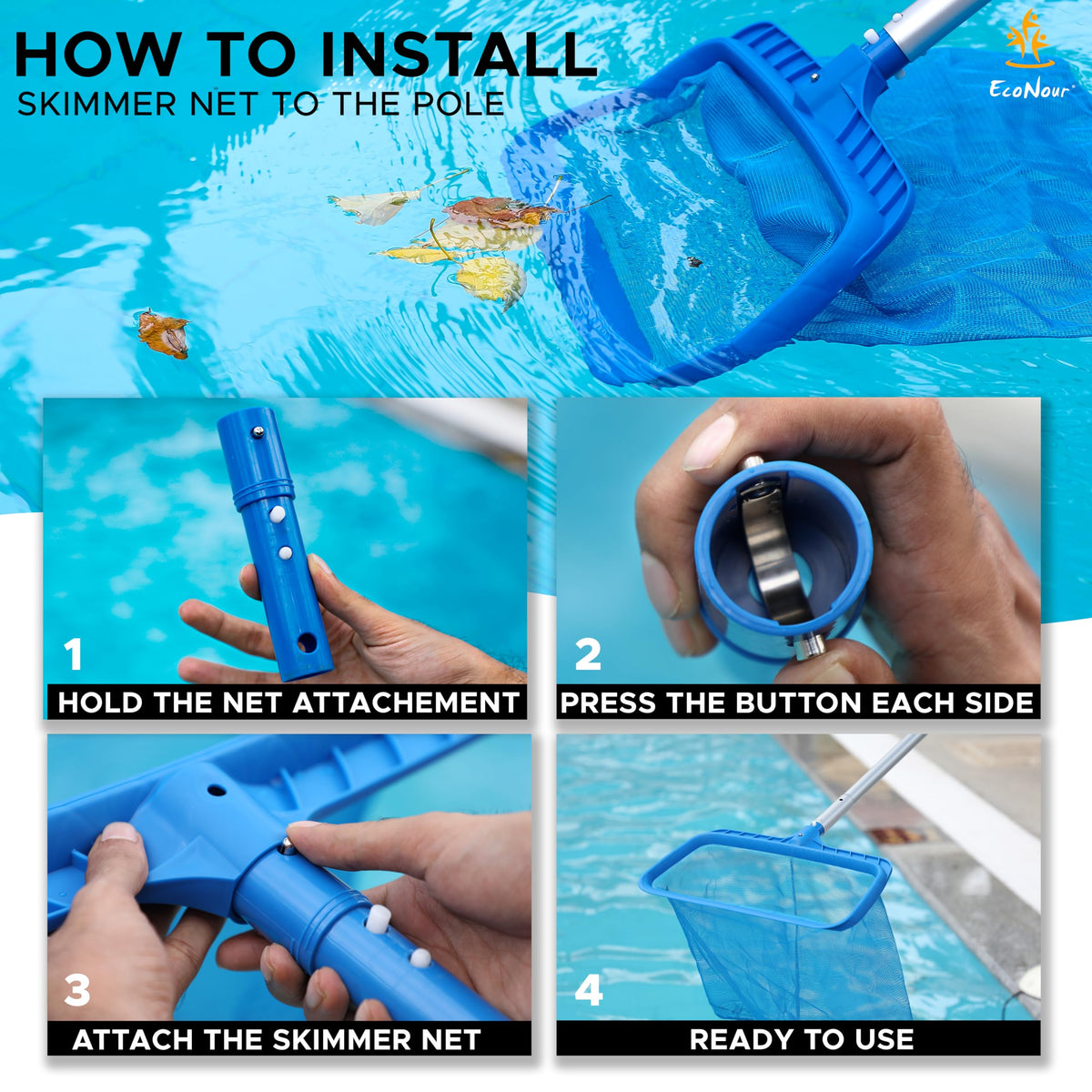 EcoNour pool net helps keep water clear and inviting