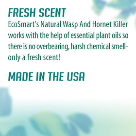EcoSmart spray-action image shows fast wasp control outdoors