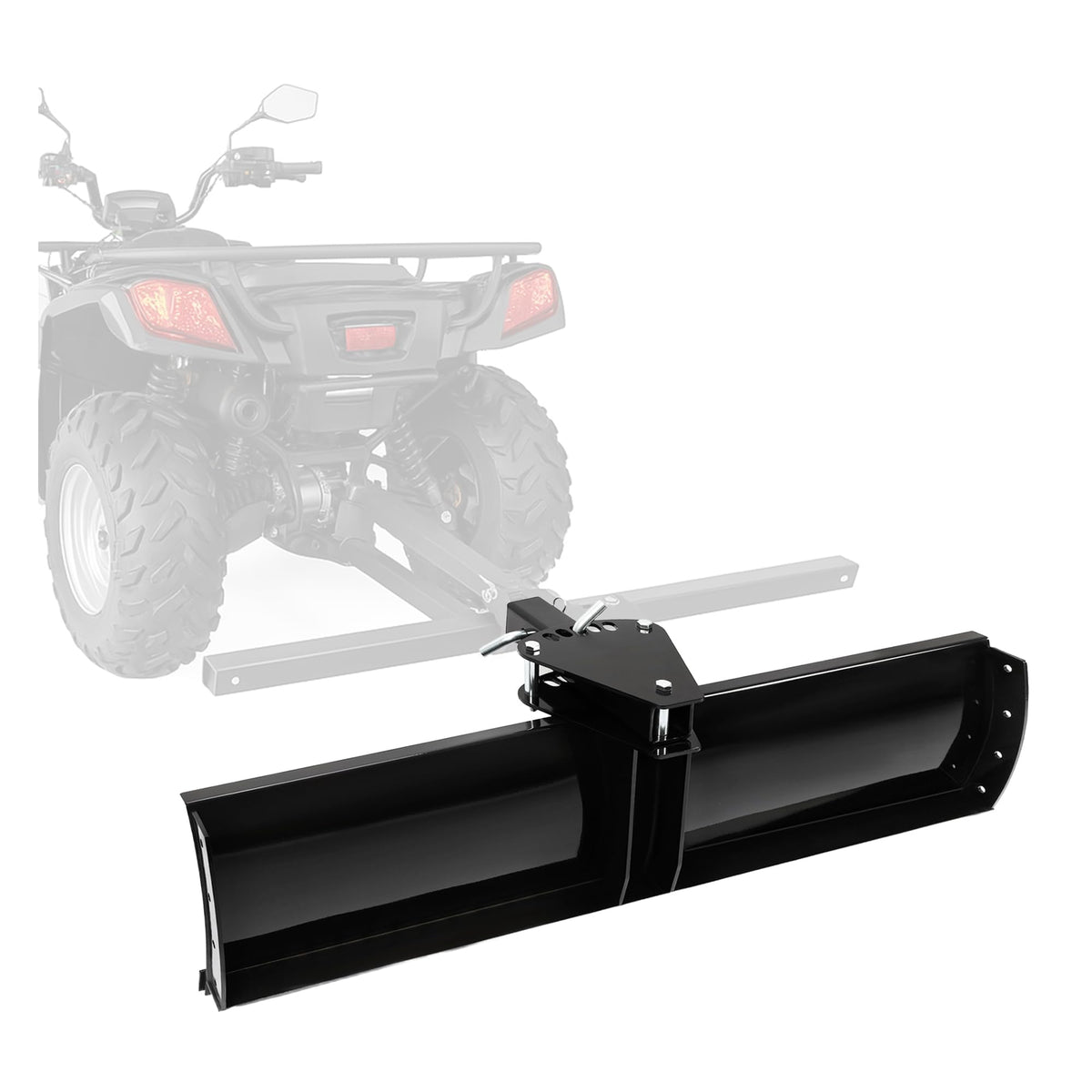 ECOTRIC 48-inch scrape blade mounted on ATV for efficient grading and leveling