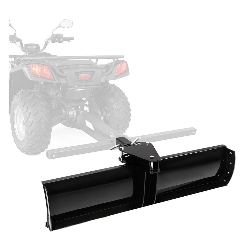ECOTRIC 48-inch scrape blade mounted on ATV for efficient grading and leveling