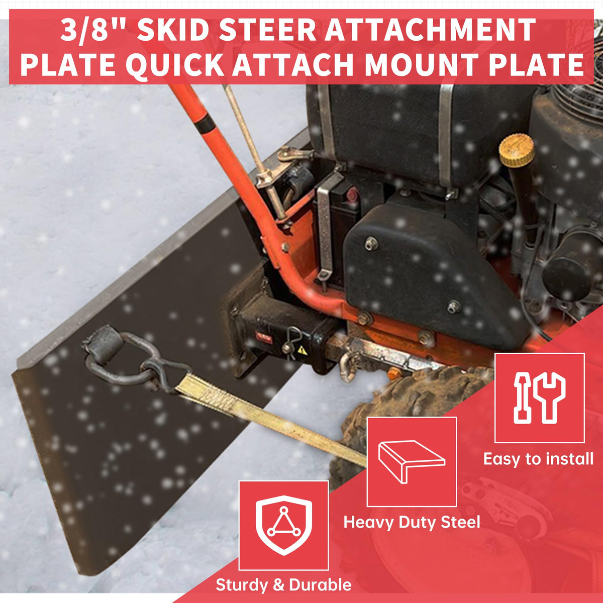 ECOTRIC attachment plate side view highlights rugged quick-attach readiness.