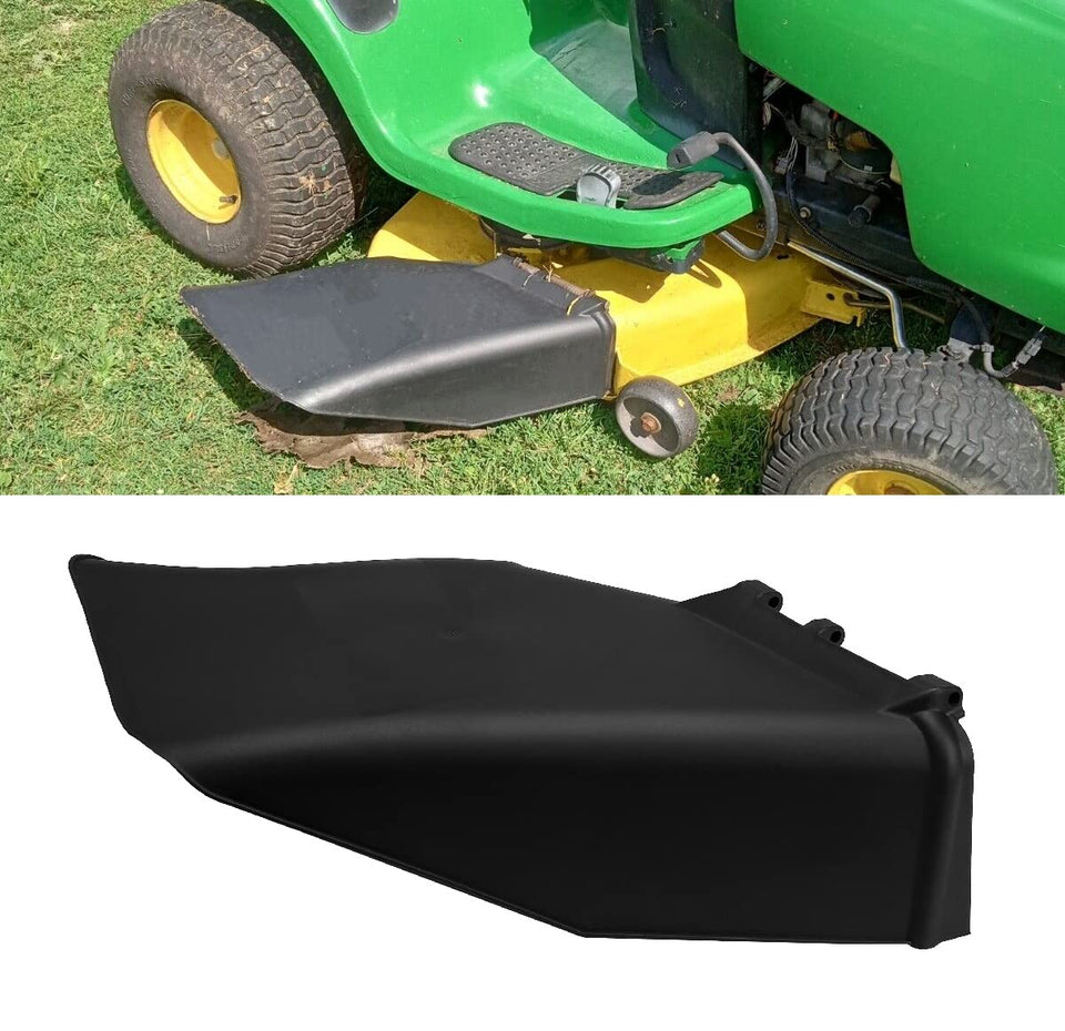 ECOTRIC discharge chute kit front view showing a durable shield for John Deere decks.