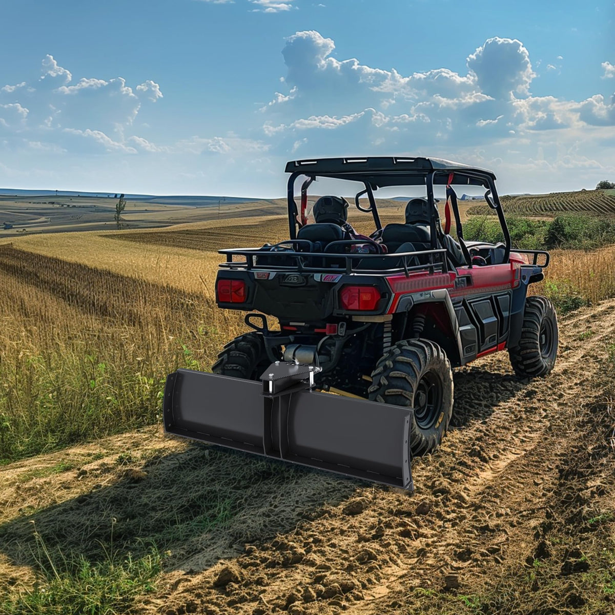 ECOTRIC blade used for land leveling and road smoothing on outdoor terrain