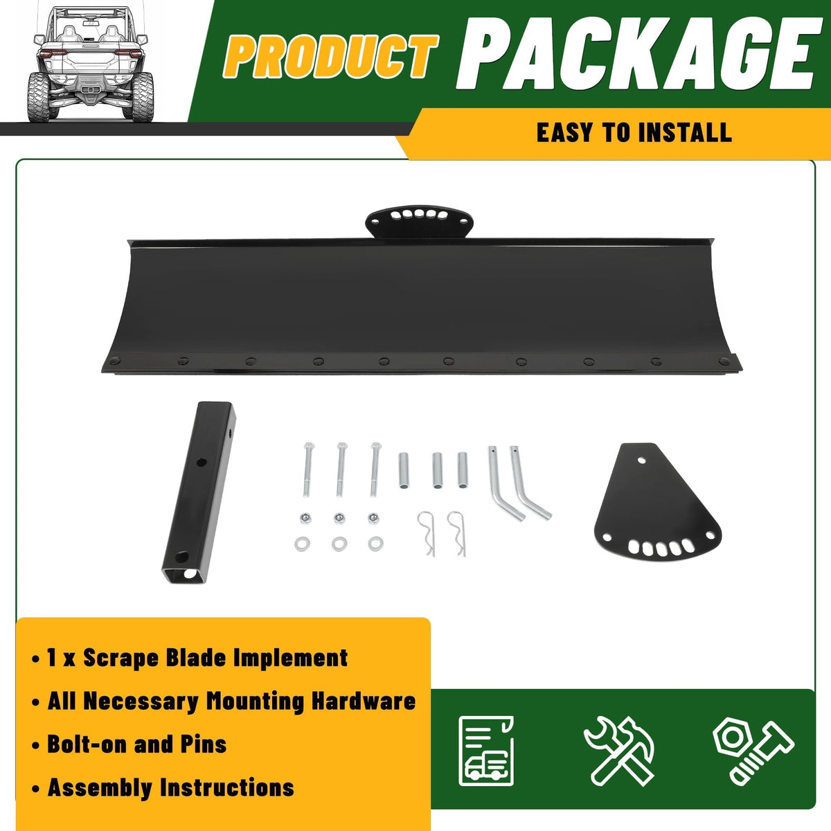 ECOTRIC rear tow grading blade aiding land leveling and road smoothing