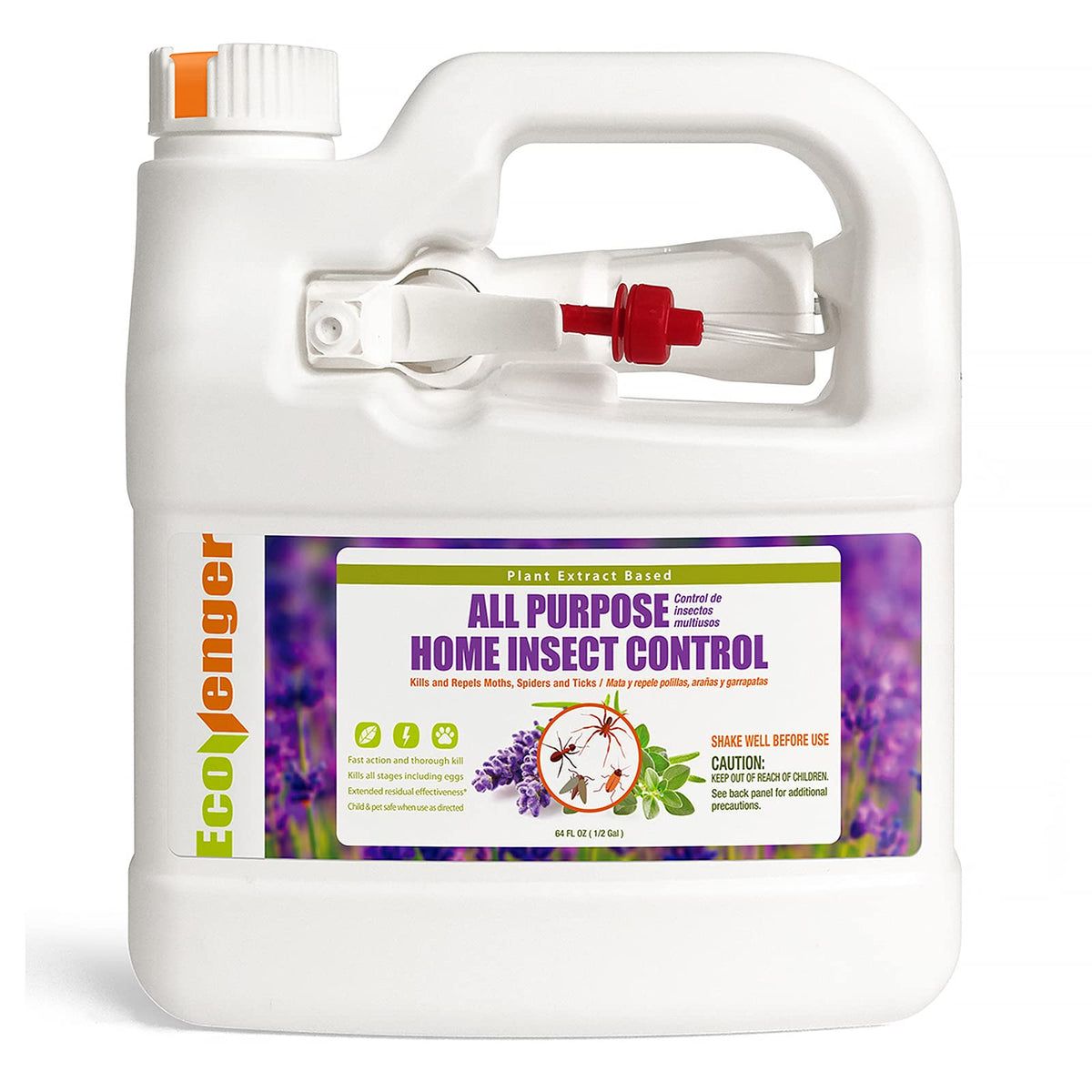 EcoVenger bottle front displaying plant-based pest control formula for homes.