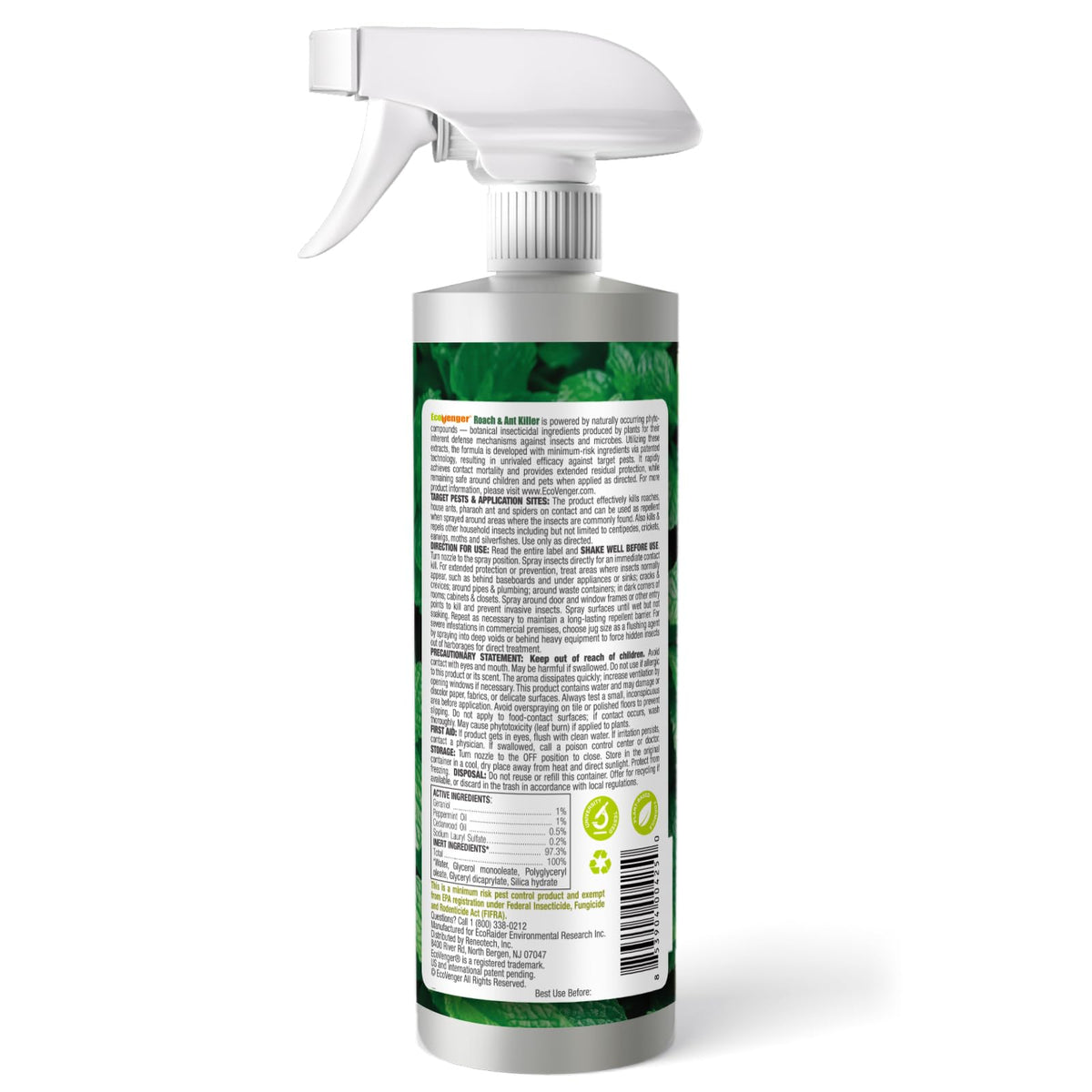 EcoVenger Roach Killer spray action for covering corners and cracks.