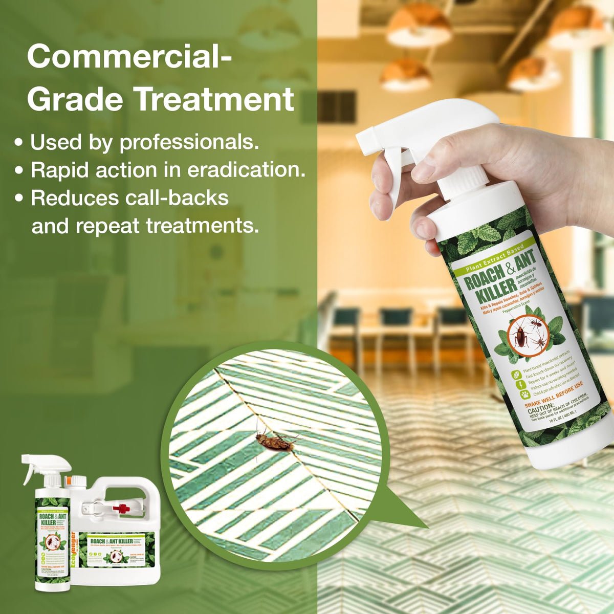 EcoVenger Roach Killer peppermint scent profile adds fresh fragrance.