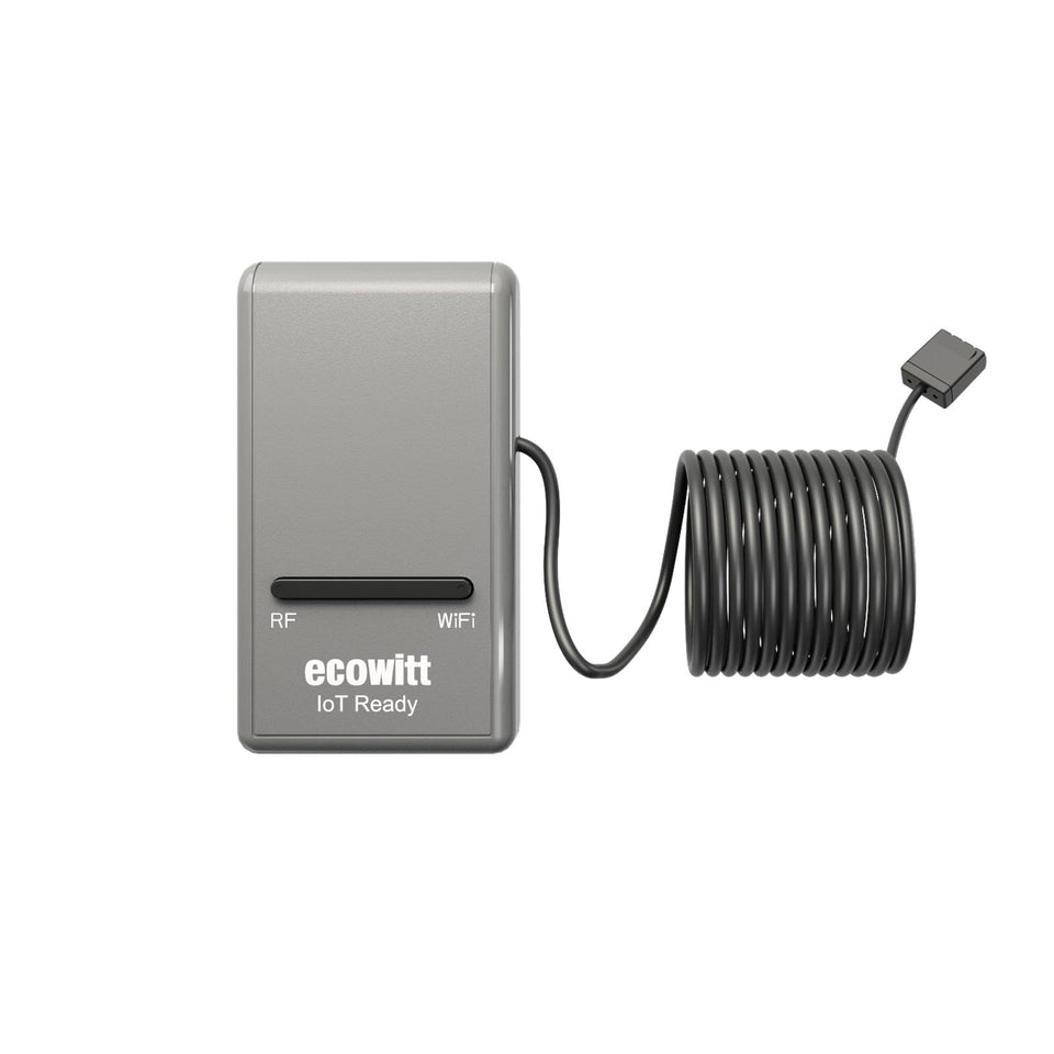 ECOWITT GW1200 gateway front view with built‑in sensors for indoor data