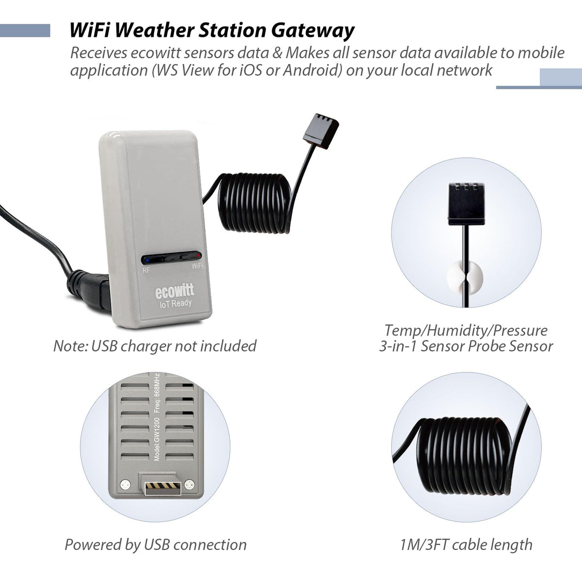 ECOWITT GW1200 gateway mounted on wall for seamless home integration