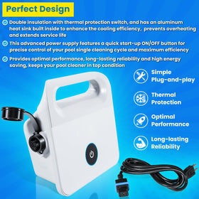 E-cowlboy 99956034 power supply for Dolphin Echo provides consistent power during cleaning cycles.