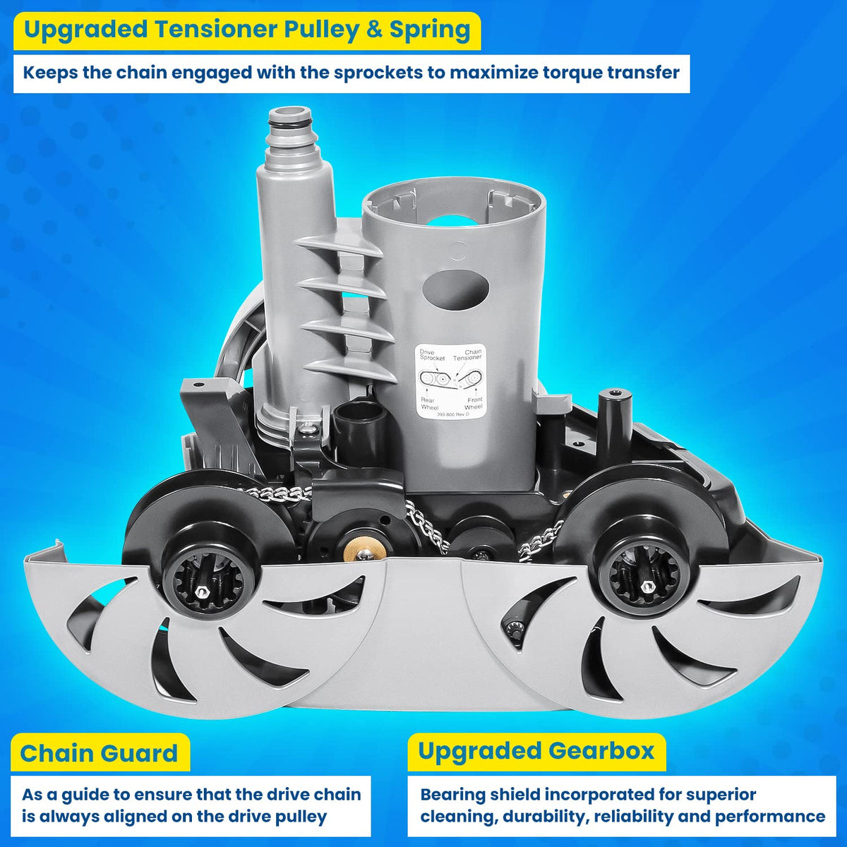 E-cowlboy wear-resistant base assembly ensures long-lasting pool cleaner life