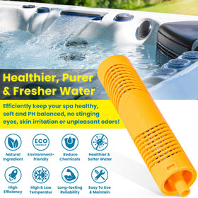 Water-clarity focus with E-cowlboy mineral sticks improving spa water appearance