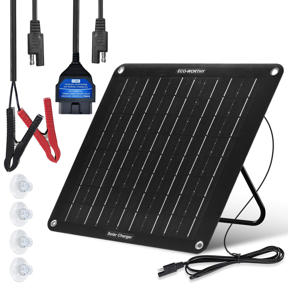 ECO-WORTHY 100W ultra-thin solar panel front view for off-grid charging