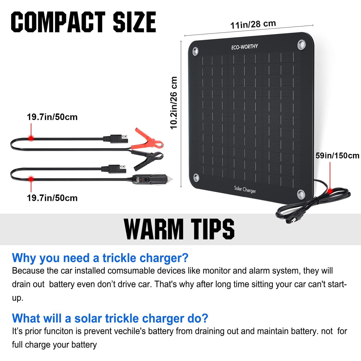ECO-WORTHY easy installation with cigarette lighter or clamps