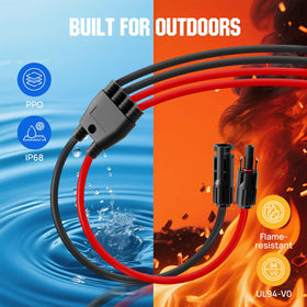 ECO-WORTHY UL94-V0 flame retardant solar connector for safety outdoors.