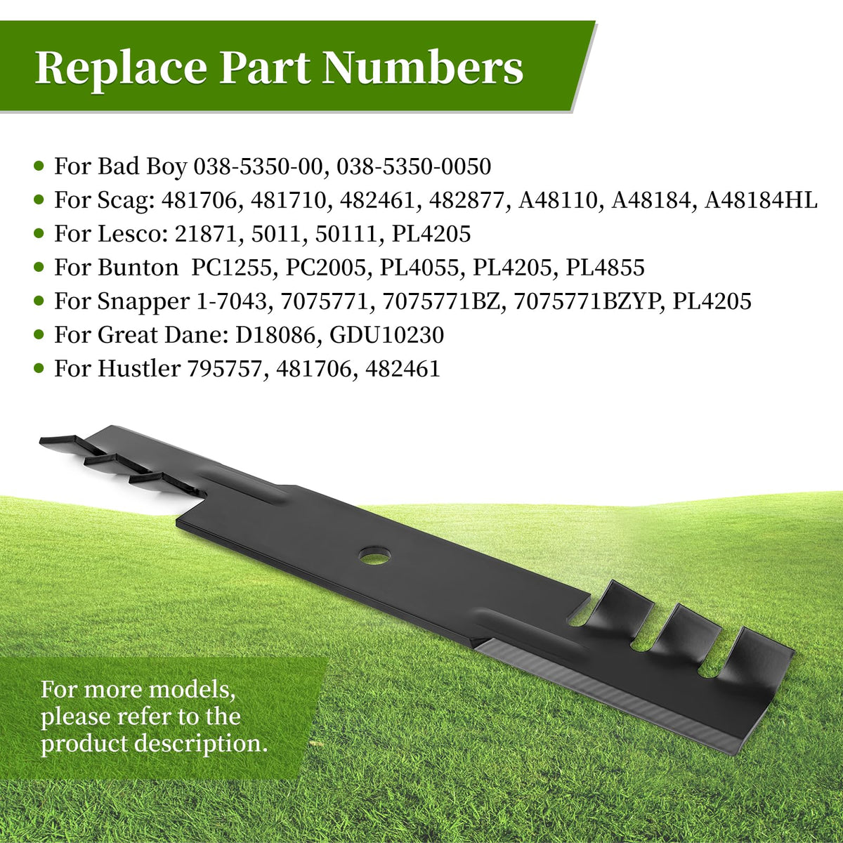 Ecreban 795757 easy-install blades enable quick DIY mower maintenance.