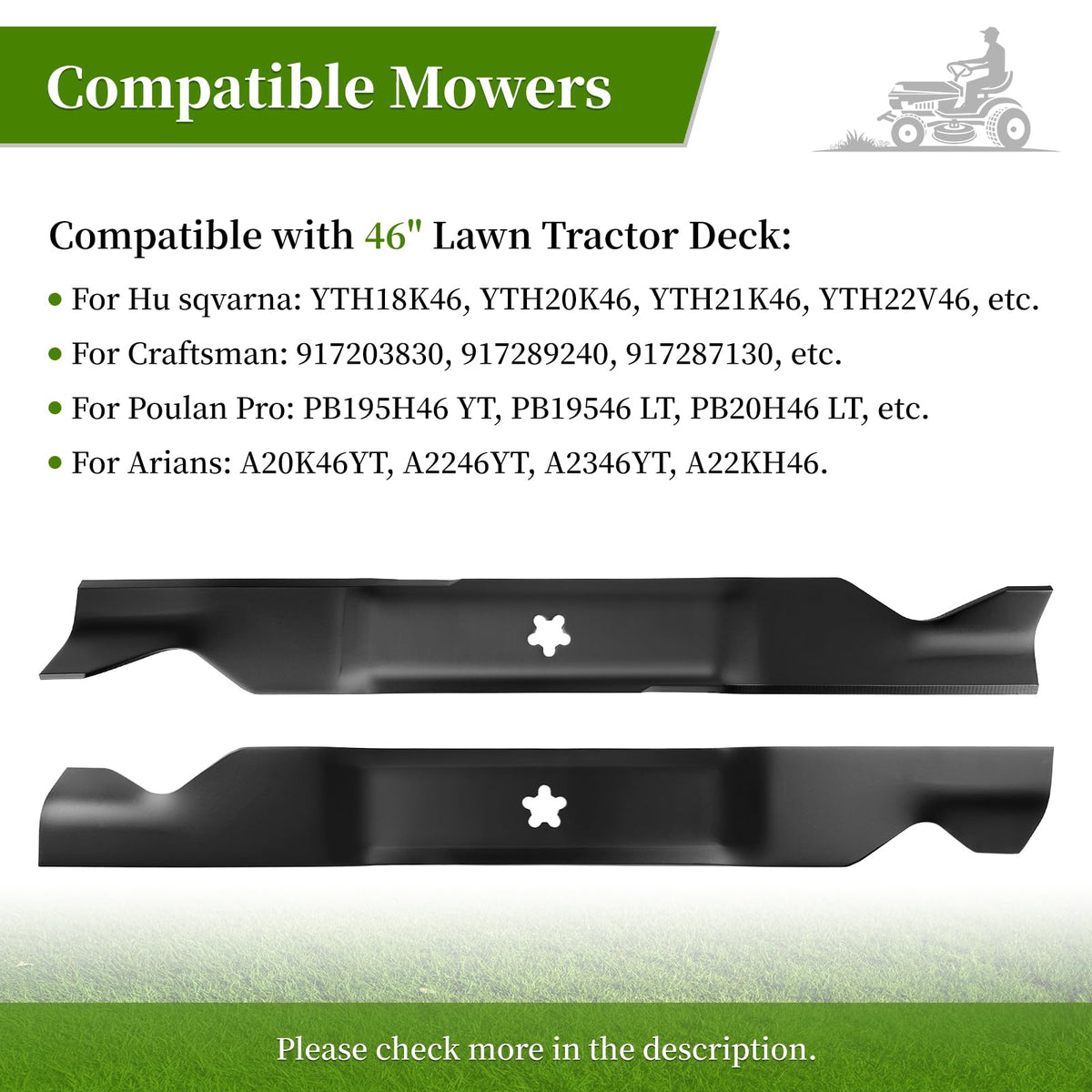 Ecreban blades for bagging performance with improved airflow.