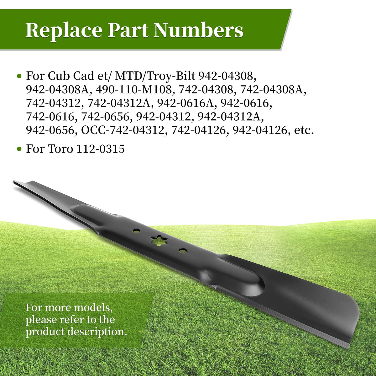 Ecreban lawn mower blade installation easy with curved side facing deck