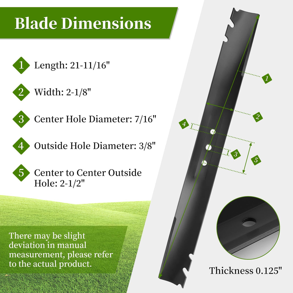 Ecreban mulching blade for Toro 22-inch, side view, balanced design for smooth mowing.