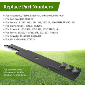 Ecreban blade dimensions: 17-7/8 by 2-1/2 by 0.198 inches, 5/8 inch center.