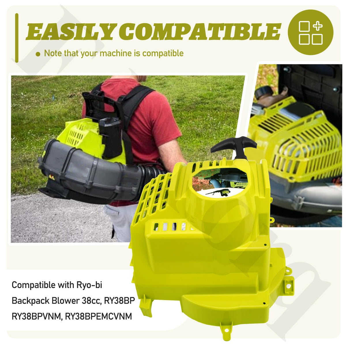 EddTorq pull starter packaging indicating Ryobi 38cc compatibility