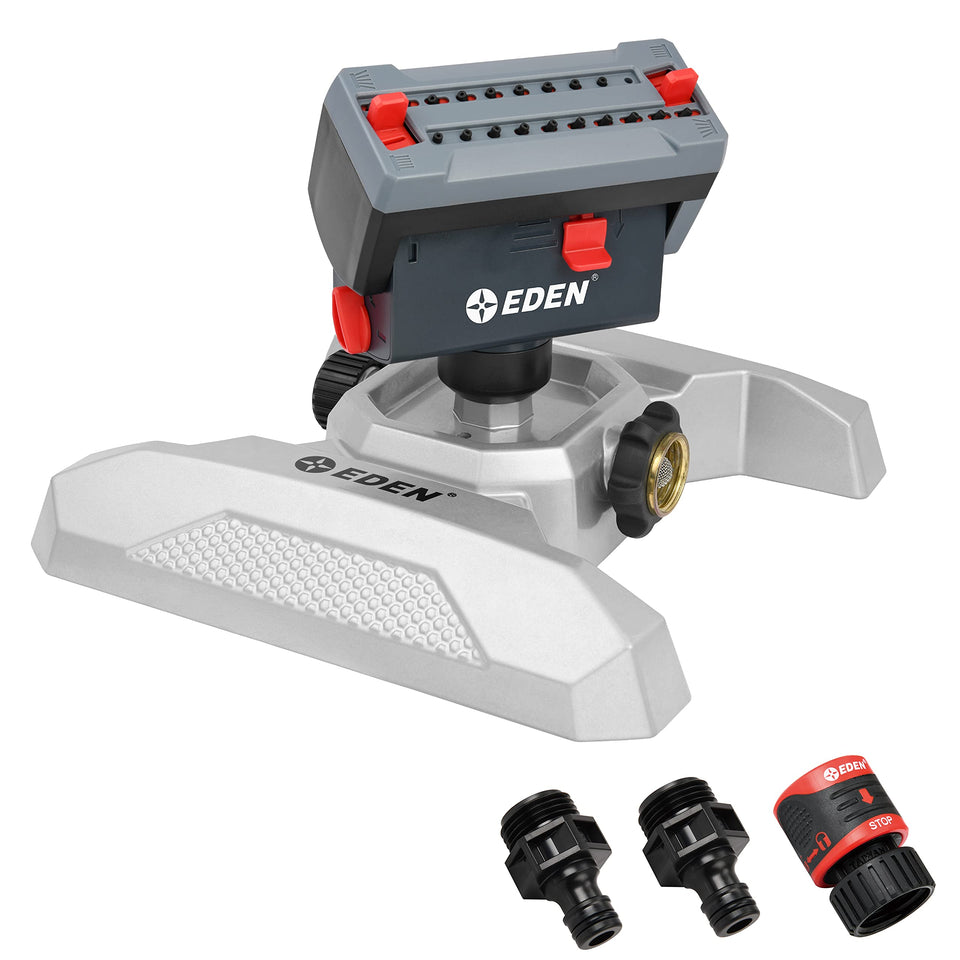 Eden 94127 metal adjustable mini sprinkler with turbo drive for even lawn watering.